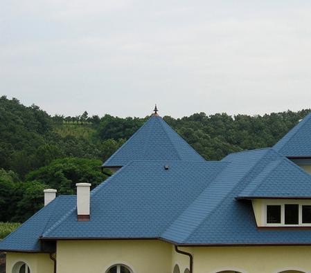 彩色玻纤胎沥青油毡瓦建筑屋面展示图
